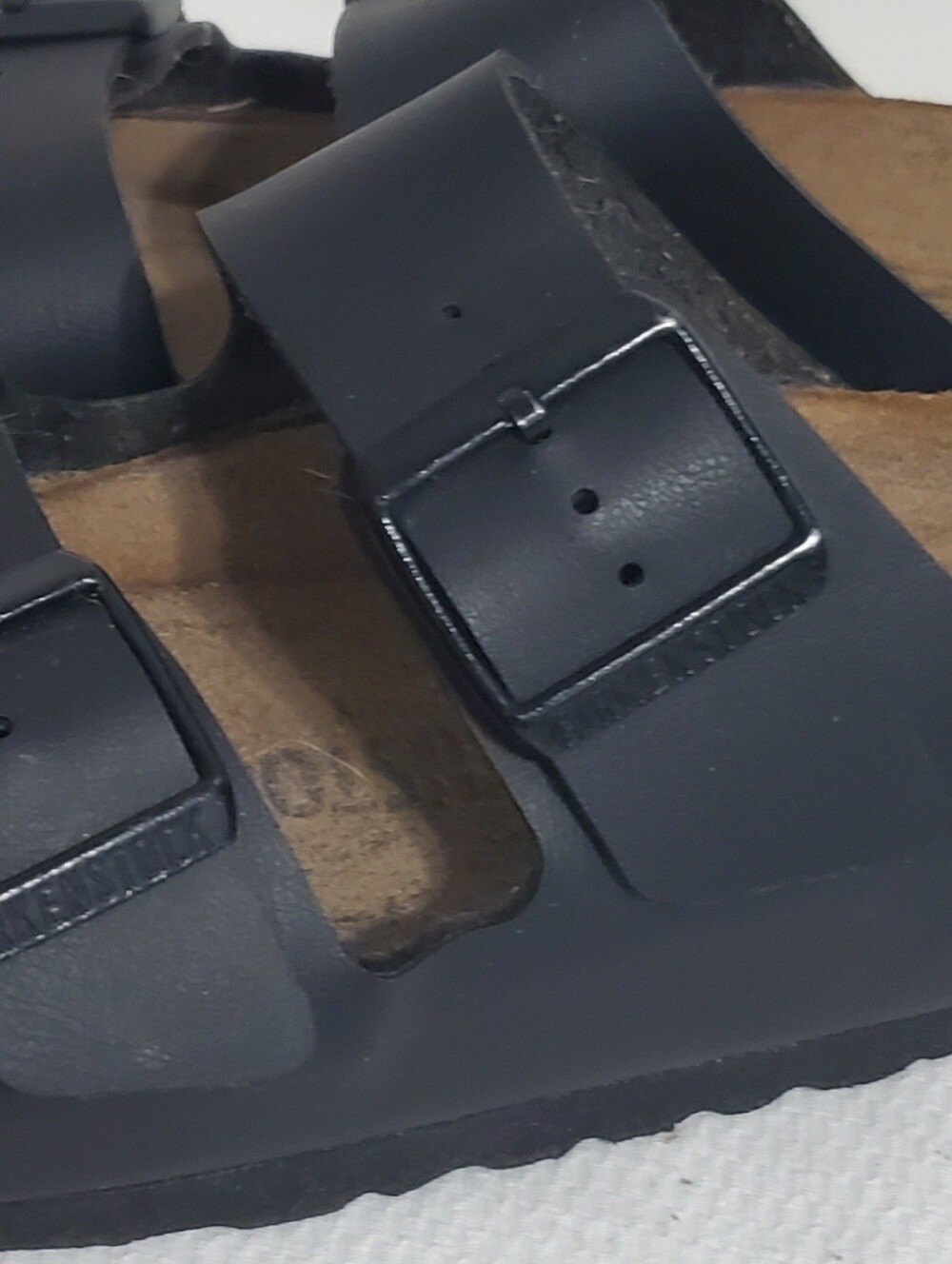 Birkenstock Arizona Black Rubbed Leather Double Strap Sandal Womens EU 37 - Picture 3 of 10